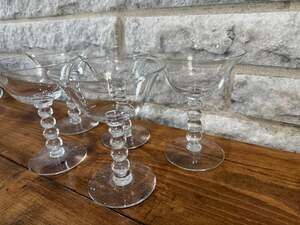Imperial Glass Candlewick 4 Ball Stem Tall Glasses Set of 5/Sherbet/Wine